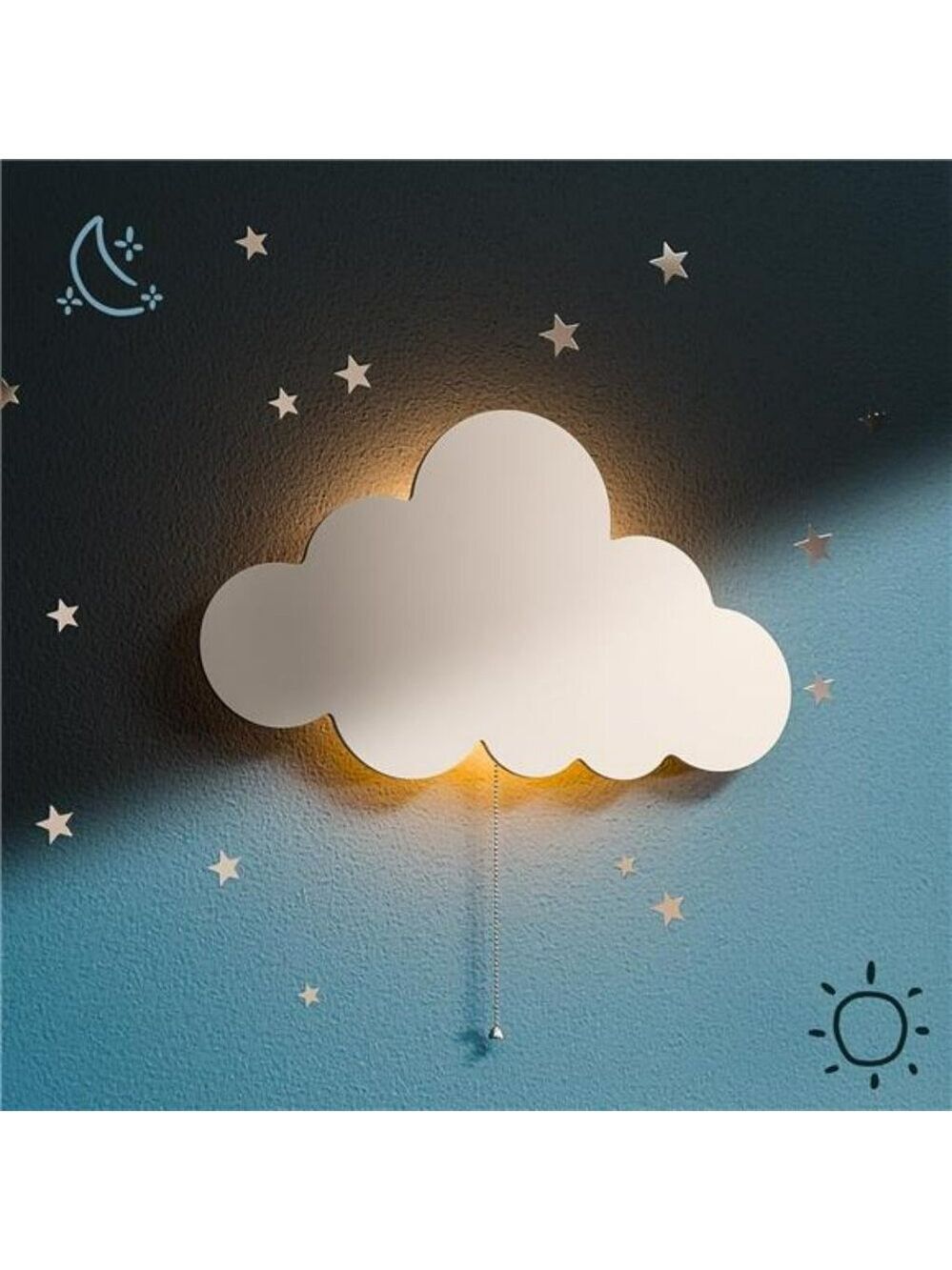 Cloud Wall Night Light Battery Operated Hanging Nursery Kids Room LED Lamp Decor